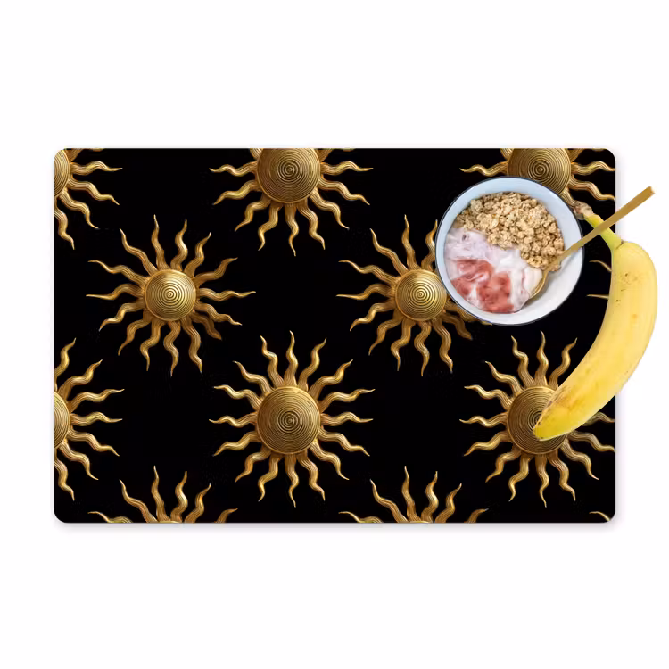 Salvamantel – 6 piezas - Sol - Estampado - Lujo - Dorado - Negro — 1