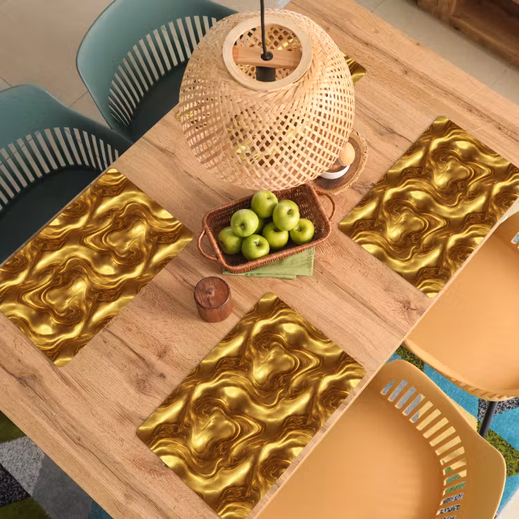 Salvamantel – 6 piezas - Textura - Líquido - Orgánico - Dorado — 3