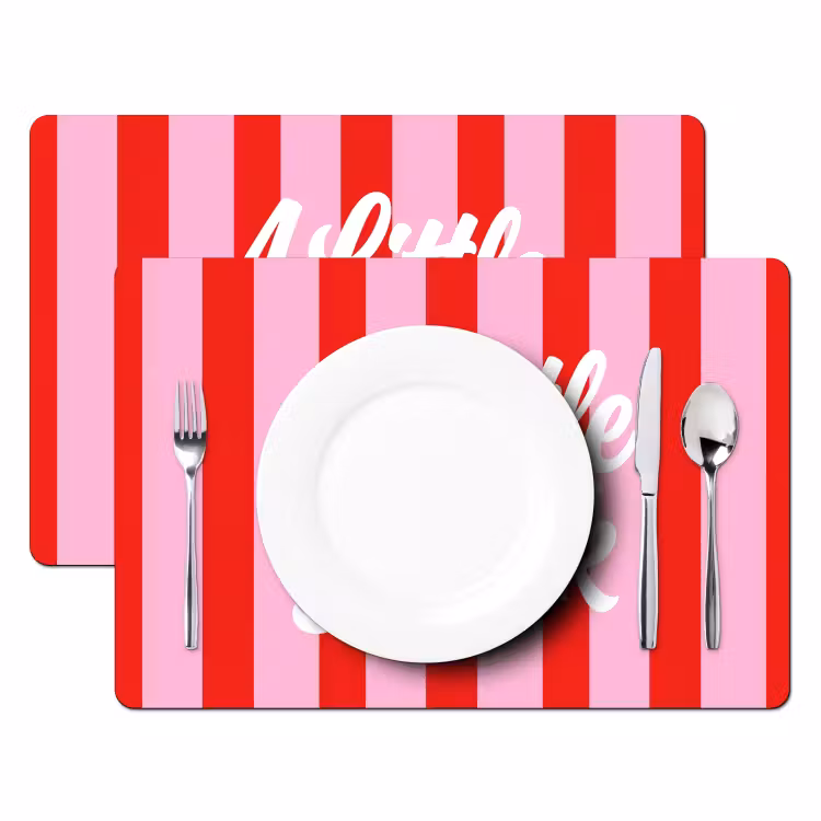 Salvamantel – 6 piezas - A Little Break - Rayas - Rojo - Rosa — 2