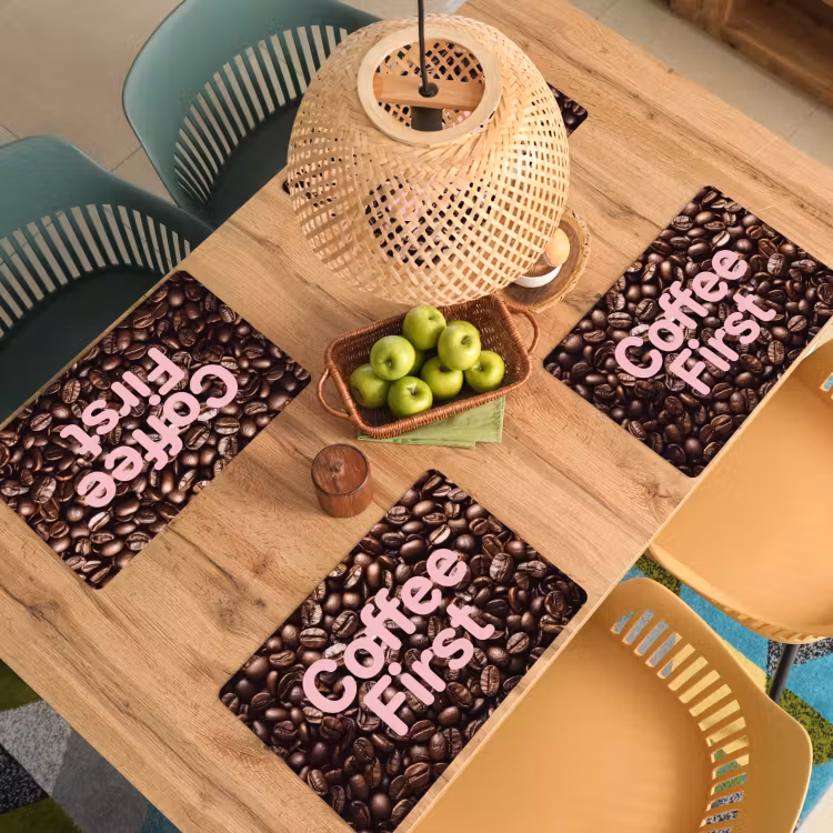 Salvamantel – 6 piezas - Coffee First - Granos de café - Rosa — 3
