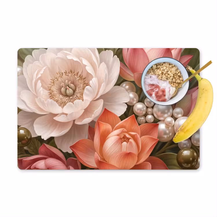 Salvamantel – 6 piezas - Flores - Perlas - Elegante - Rosa - Blanco — 1