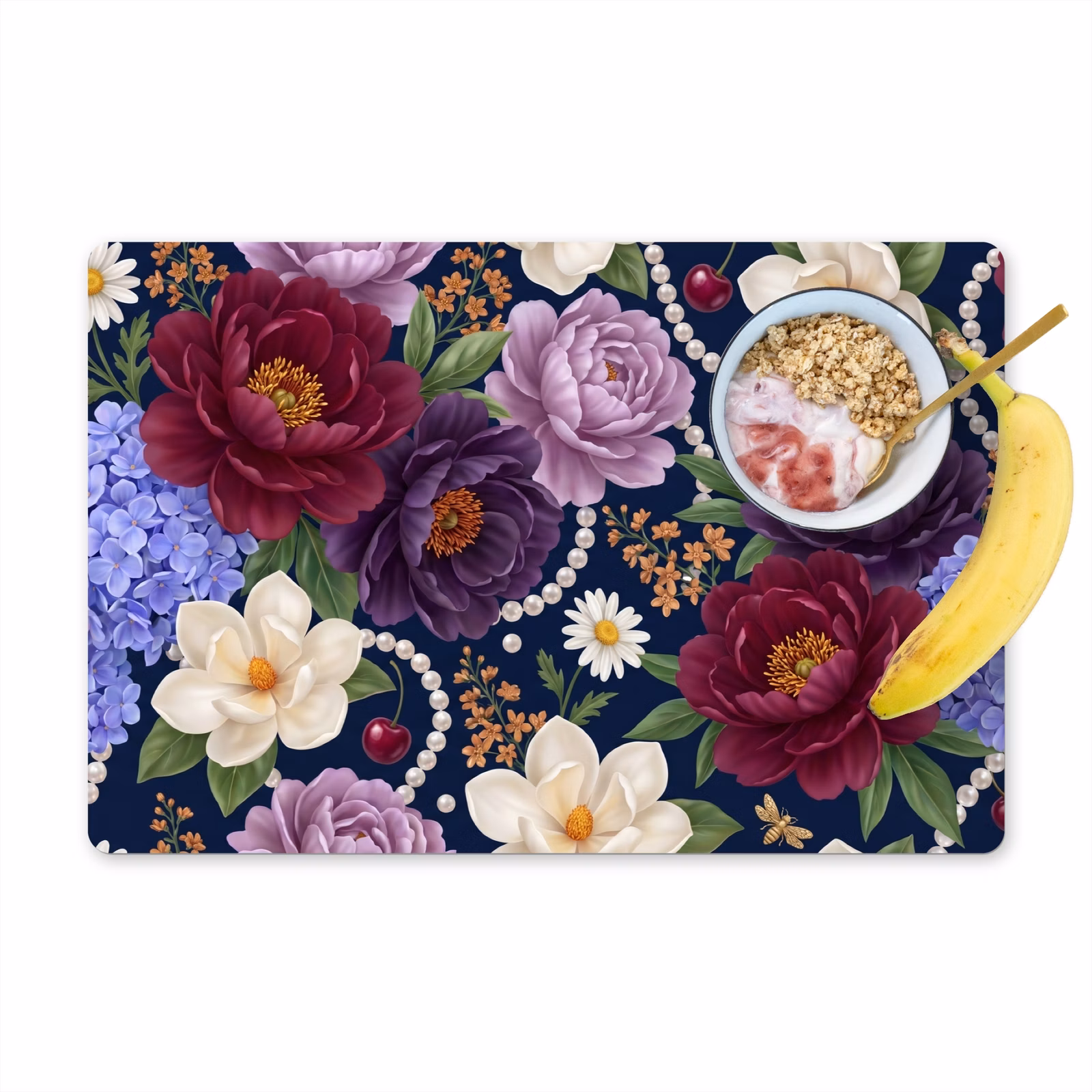 Salvamantel – 6 piezas - Flores - Perlas - Decoración - Moderno - Azul — 1
