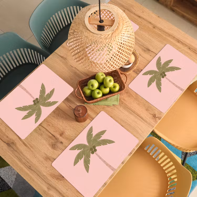 Salvamantel – 6 piezas - Árbol - Palmera - Naturaleza - Ilustración - Rosa — 3