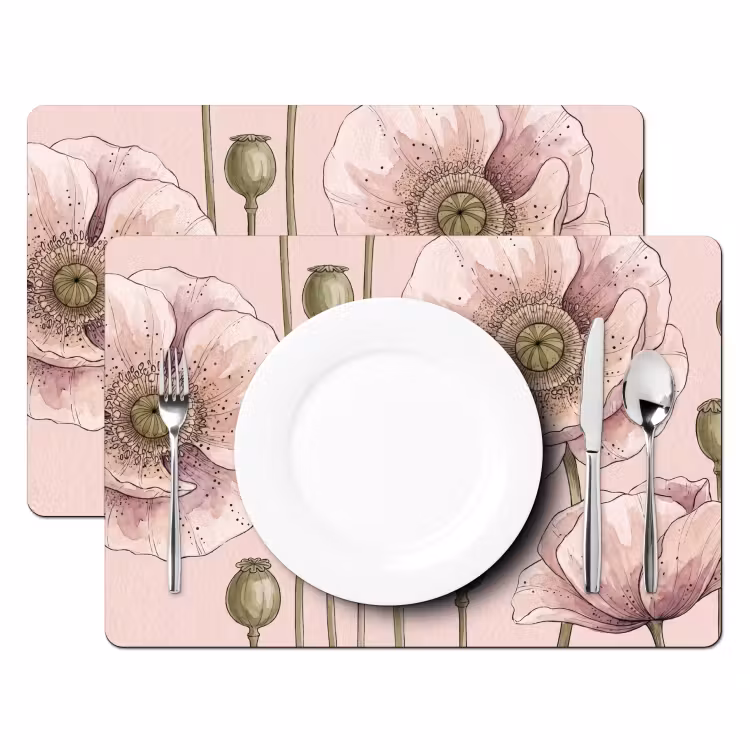 Salvamantel – 6 piezas - Flores - Verano - Naturaleza - Acuarela - Rosa — 2