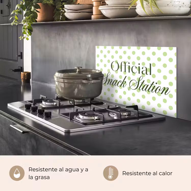 Salpicaderos de cocina - Snack Station - Verde - Lunares — 2