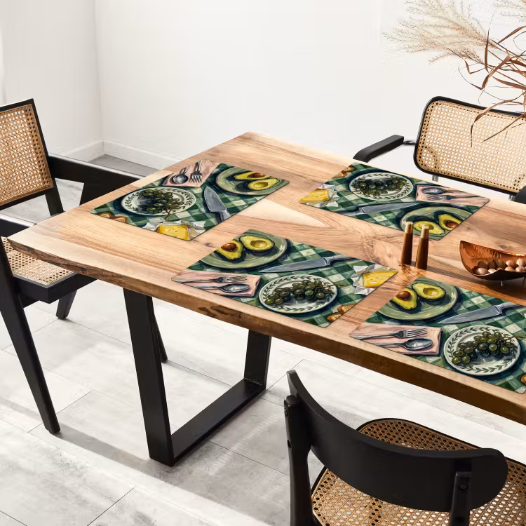 Salvamantel – 6 piezas - Comida - Desayuno - Mesa - Moderno - Verde — 4