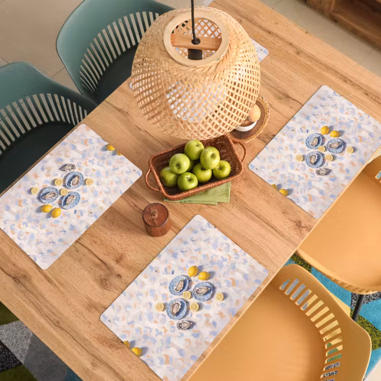 Salvamantel – 6 piezas - Comida - Ostras - Limones - Moderno - Amarillo — 3