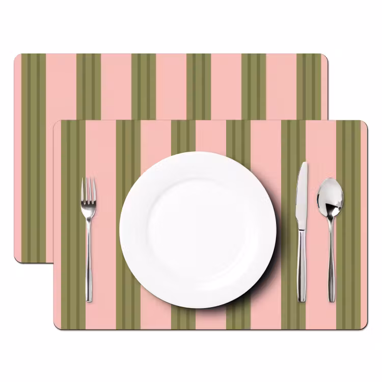 Salvamantel – 6 piezas - Estampado - Rayas - Abstracto - Rosa - Verde — 2
