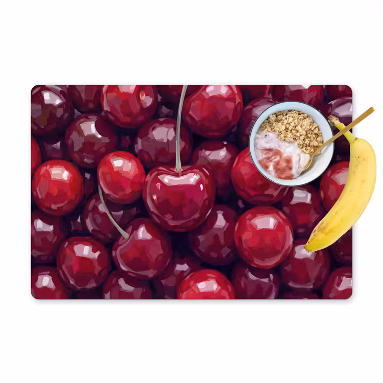 Salvamantel – 6 piezas - Fruta - Cerezas - Comida - Moderno - Rojo — 1