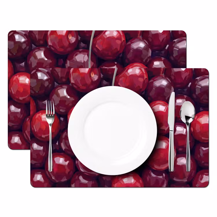 Salvamantel – 6 piezas - Fruta - Cerezas - Comida - Moderno - Rojo — 2