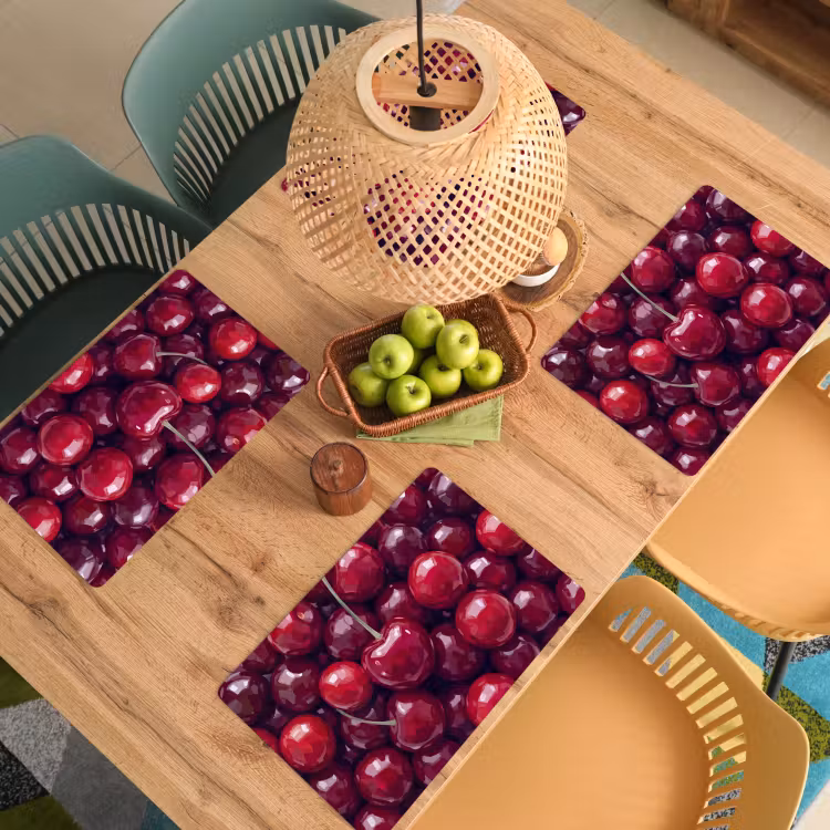 Salvamantel – 6 piezas - Fruta - Cerezas - Comida - Moderno - Rojo — 3