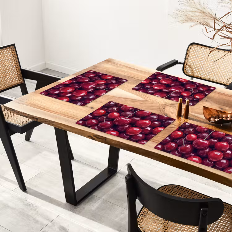 Salvamantel – 6 piezas - Fruta - Cerezas - Comida - Moderno - Rojo — 4