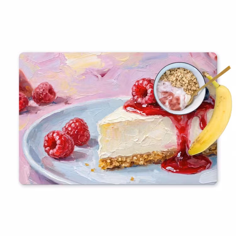 Salvamantel – 6 piezas - Comida - Tarta de queso - Frutos rojos - Abstracto - Rosa — 1