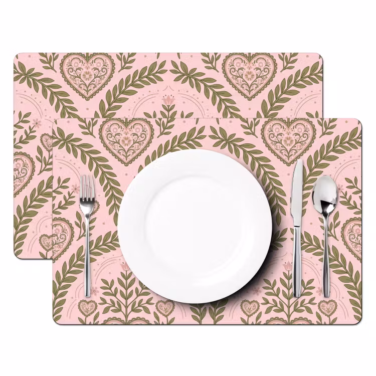 Salvamantel – 6 piezas - Motivo - Corazón - Flores - Folclórico - Rosa — 2