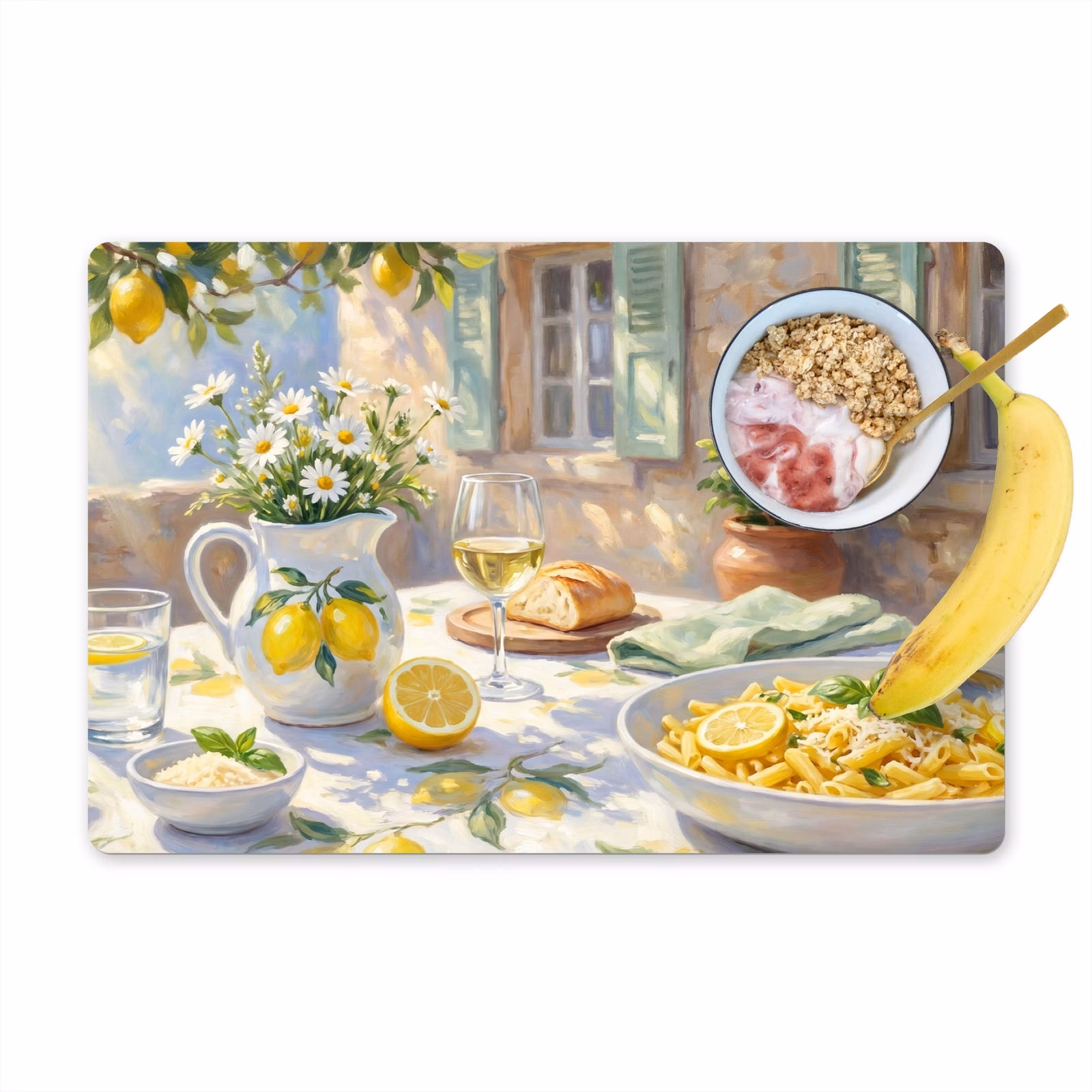 Salvamantel – 6 piezas - Comida - Terraza - Verano - Pintado - Amarillo — 1
