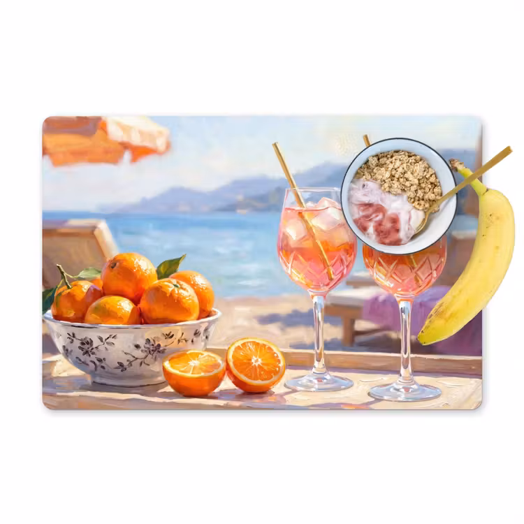 Salvamantel – 6 piezas - Bebidas - Vasos - Playa - Verano - Naranja — 1