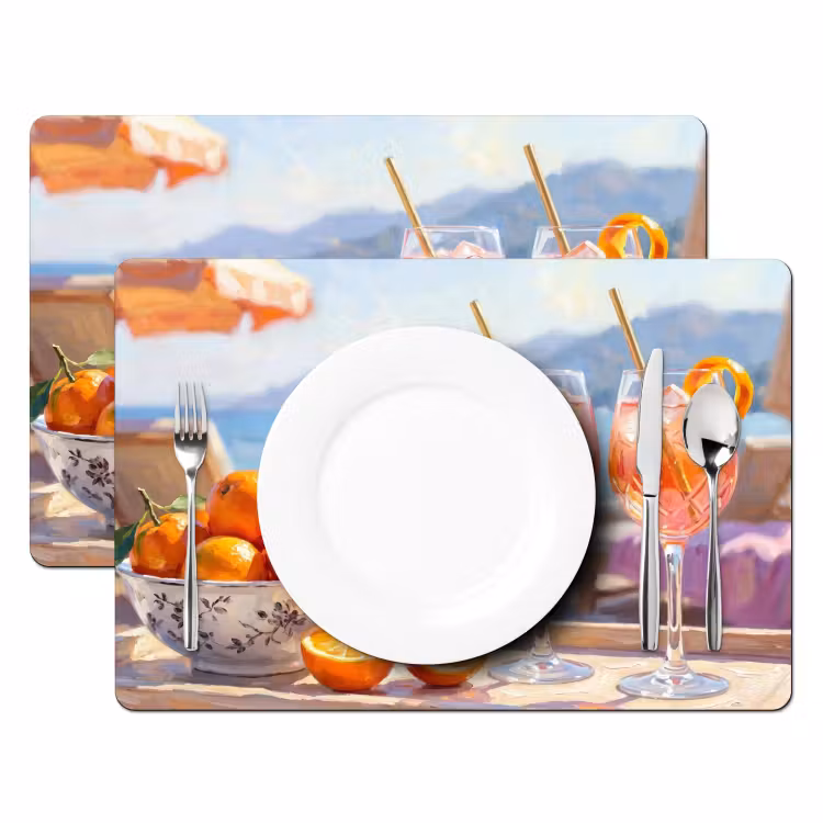 Salvamantel – 6 piezas - Bebidas - Vasos - Playa - Verano - Naranja — 2