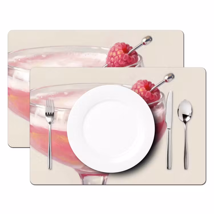 Salvamantel – 6 piezas - Cóctel - Frambuesa - Bebida - Moderno - Rosa — 2