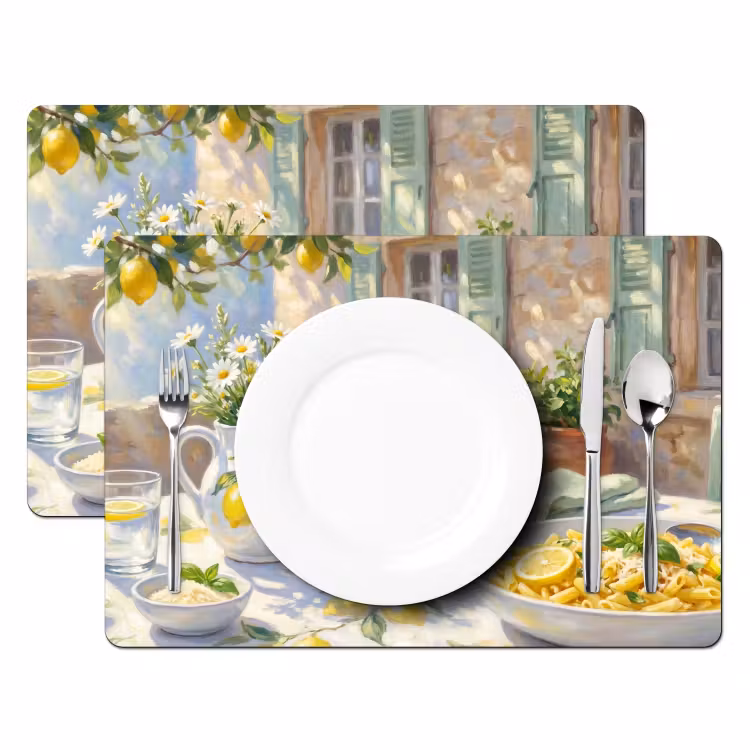 Salvamantel – 6 piezas - Comida - Terraza - Verano - Pintado - Amarillo — 2