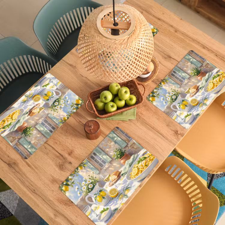 Salvamantel – 6 piezas - Comida - Terraza - Verano - Pintado - Amarillo — 3