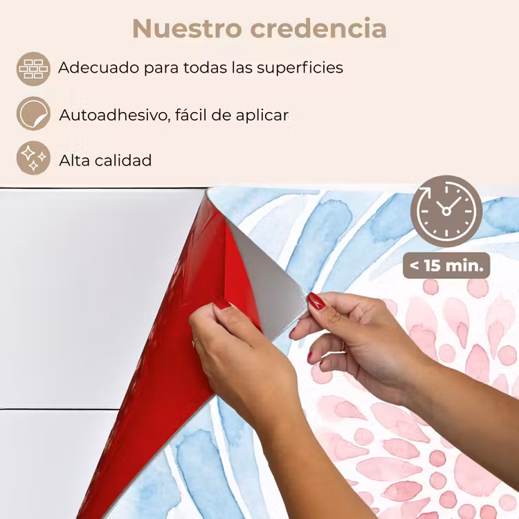 Salpicaderos de cocina - Resumen - Forma floral - Acuarela - Rosa - Azul — 4