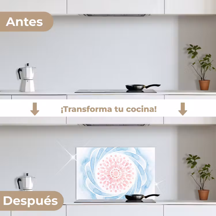Salpicaderos de cocina - Resumen - Forma floral - Acuarela - Rosa - Azul — 7