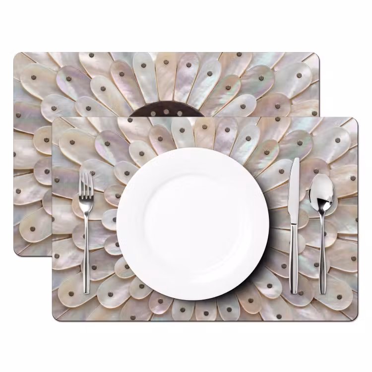 Salvamantel – 6 piezas - Nácar - Estampado - Decoración - Artesanía - Blanco — 2