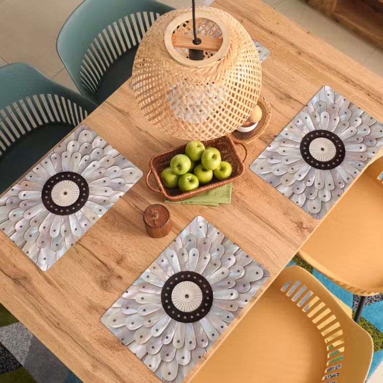 Salvamantel – 6 piezas - Nácar - Estampado - Decoración - Artesanía - Blanco — 3