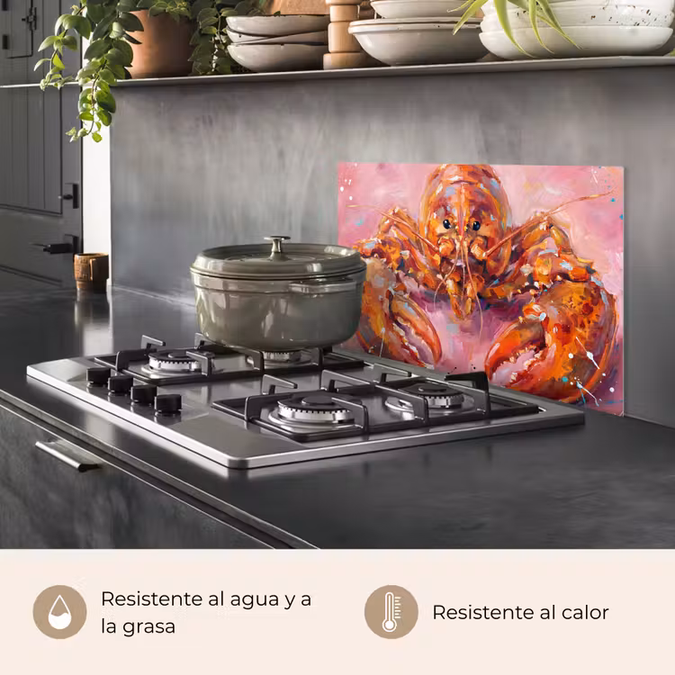 Salpicaderos de cocina - Vida marina - Langosta - Salpicaduras - Abstracto - Rosa — 2
