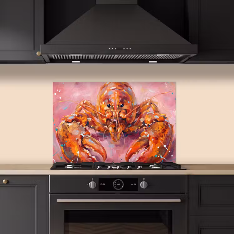 Salpicaderos de cocina - Vida marina - Langosta - Salpicaduras - Abstracto - Rosa — 5