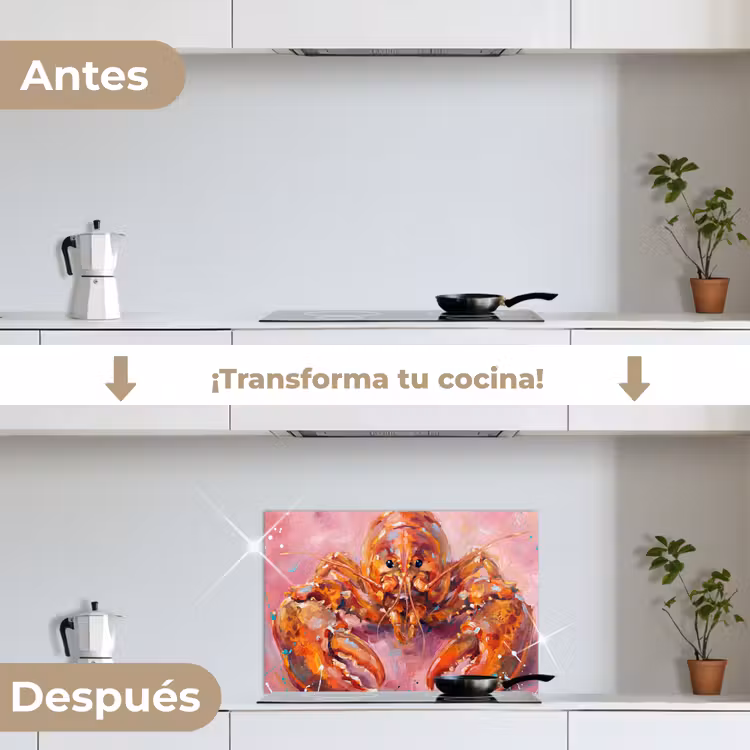 Salpicaderos de cocina - Vida marina - Langosta - Salpicaduras - Abstracto - Rosa — 7