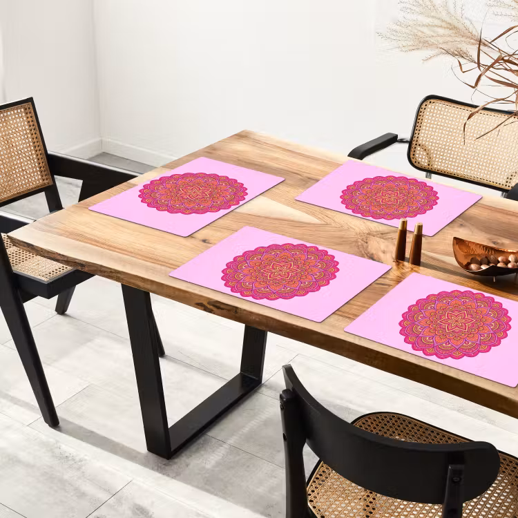 Salvamantel – 6 piezas - Mandala - Círculo - Espiritual - Oriental - Rosa — 4