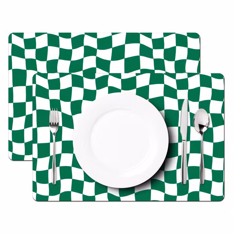 Salvamantel – 6 piezas - Tablero de ajedrez - Ondulado - Verde — 2