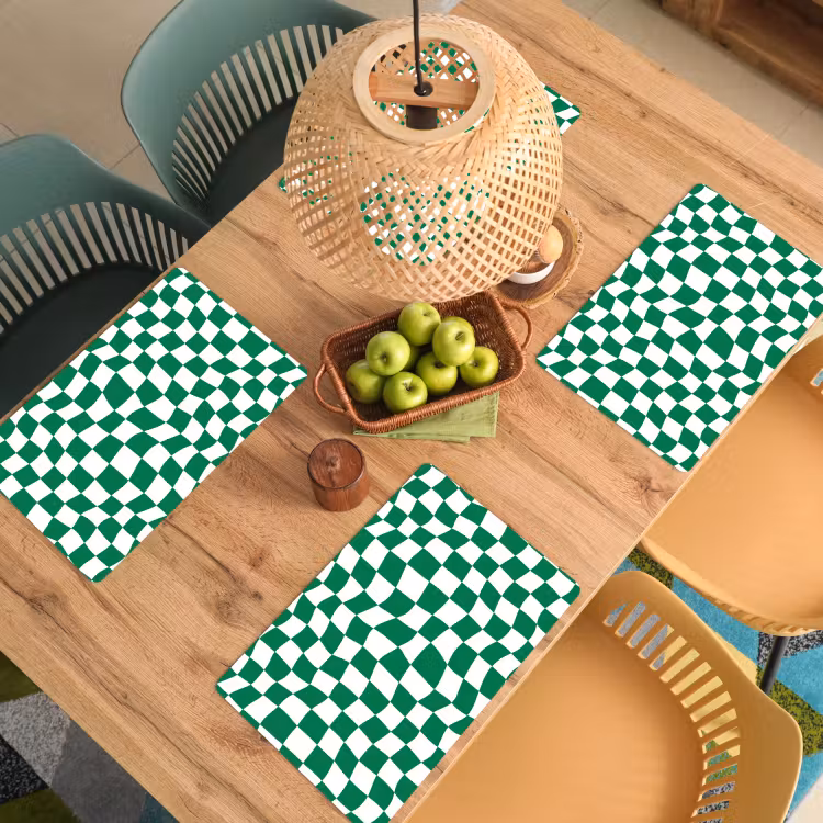 Salvamantel – 6 piezas - Tablero de ajedrez - Ondulado - Verde — 3
