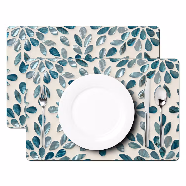 Salvamantel – 6 piezas - Estampado - Hojas - Abstracto - Moderno - Turquesa — 2