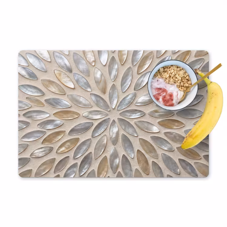 Salvamantel – 6 piezas - Estampado - Ovalado - Brillante - Abstracto - Beige — 1