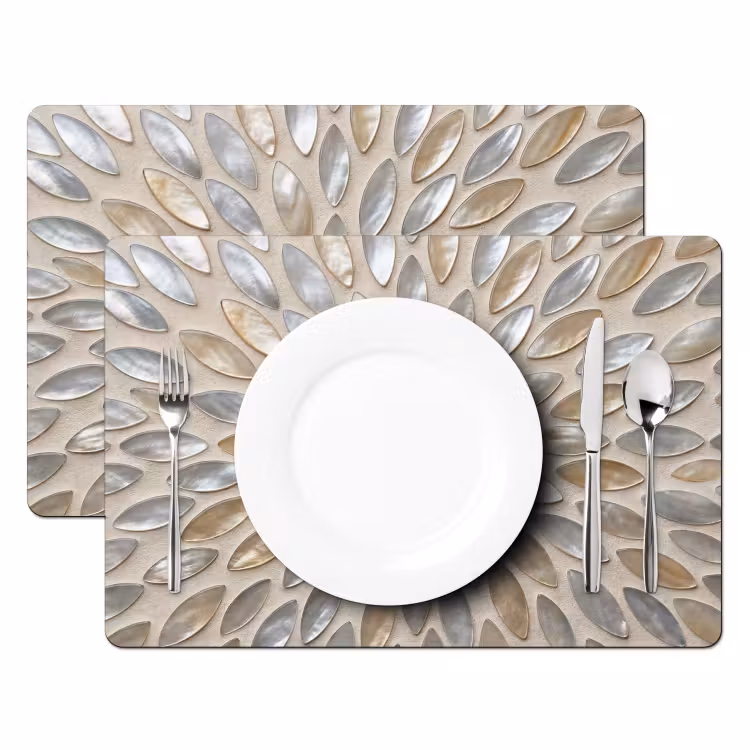 Salvamantel – 6 piezas - Estampado - Ovalado - Brillante - Abstracto - Beige — 2