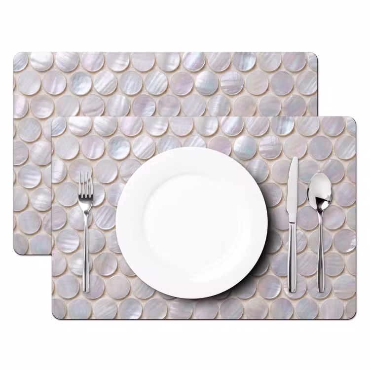 Salvamantel – 6 piezas - Motivo - Círculos - Abstracto - Moderno - Blanco — 2