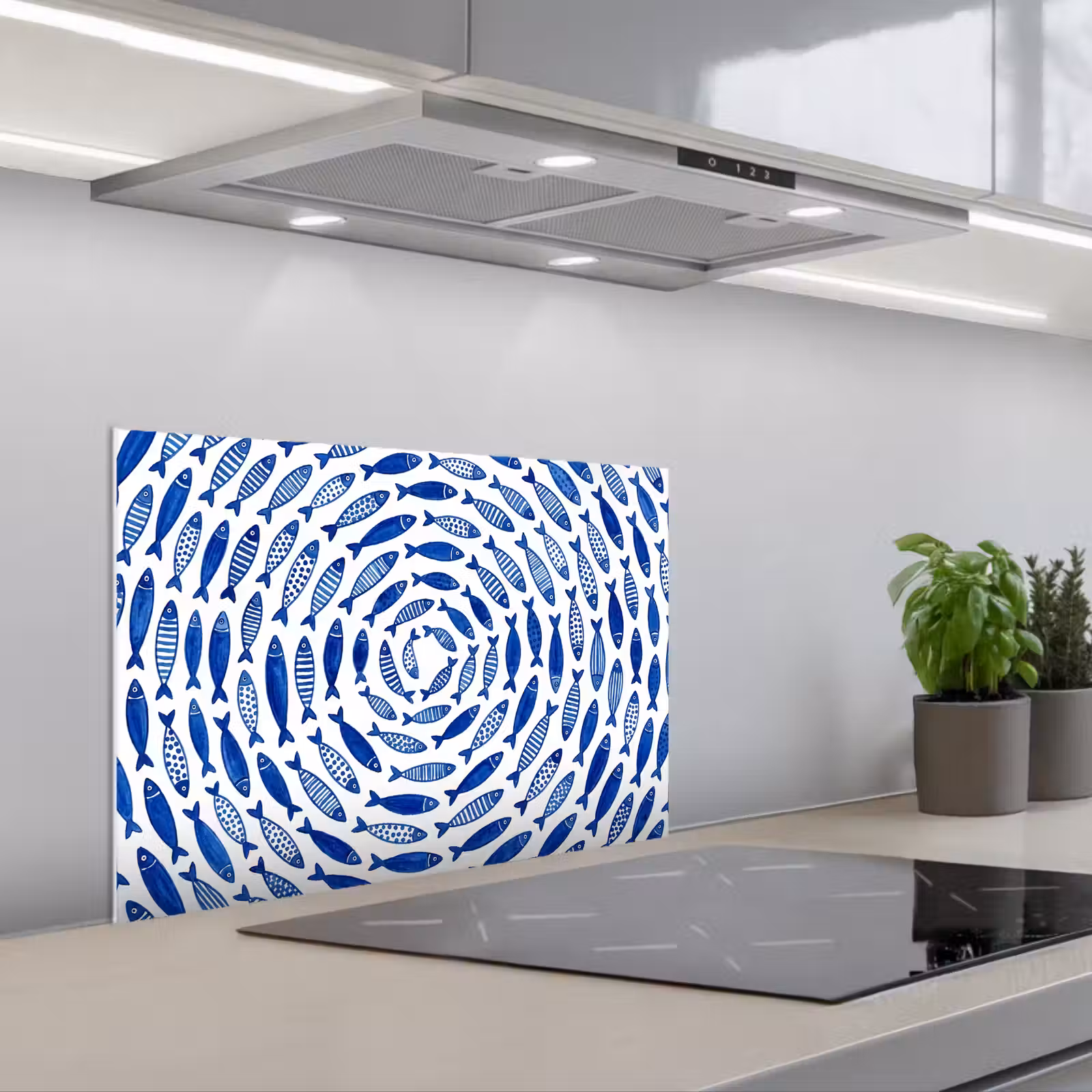 Salpicaderos de cocina - Pez - Patrón - Submarino - Abstracto - Azul — 1