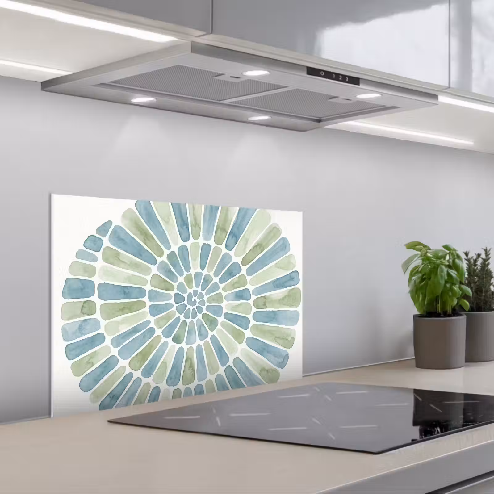 Salpicaderos de cocina - Resumen - Espiral - Estampado - Moderno - Azul-verde — 1