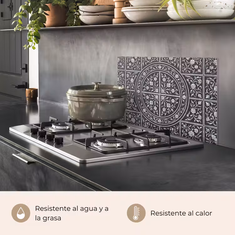 Salpicaderos de cocina - Patrón - Motivo floral - Decoración - Clásico - Negro — 2