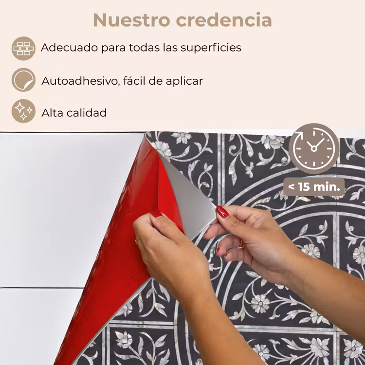 Salpicaderos de cocina - Patrón - Motivo floral - Decoración - Clásico - Negro — 4