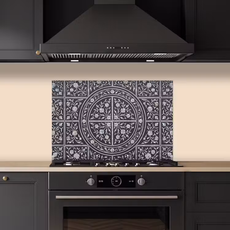Salpicaderos de cocina - Patrón - Motivo floral - Decoración - Clásico - Negro — 5