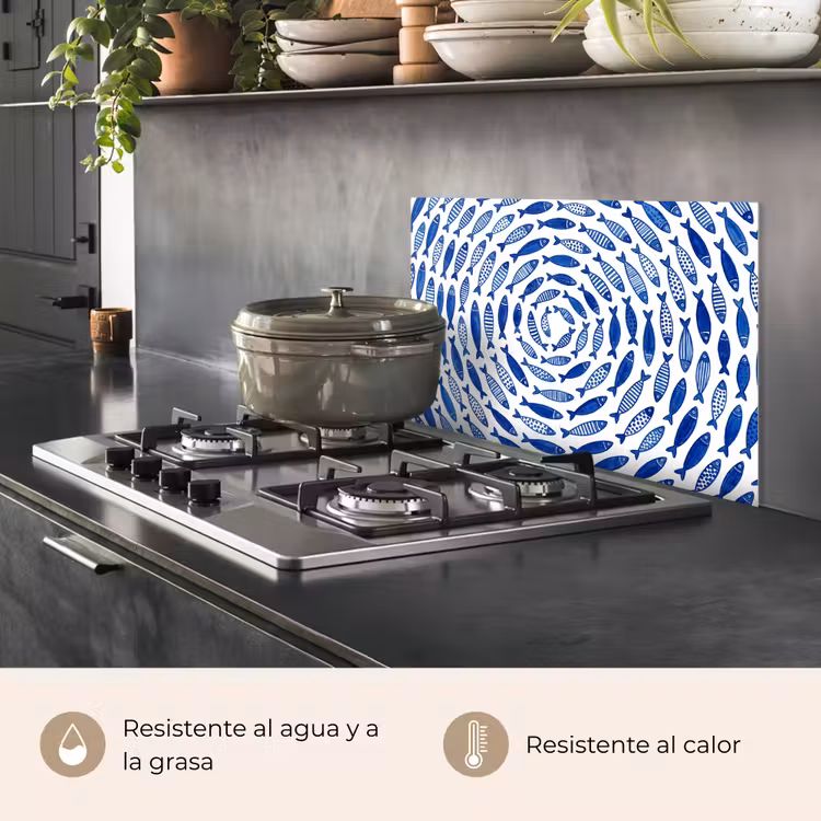 Salpicaderos de cocina - Pez - Patrón - Submarino - Abstracto - Azul — 2