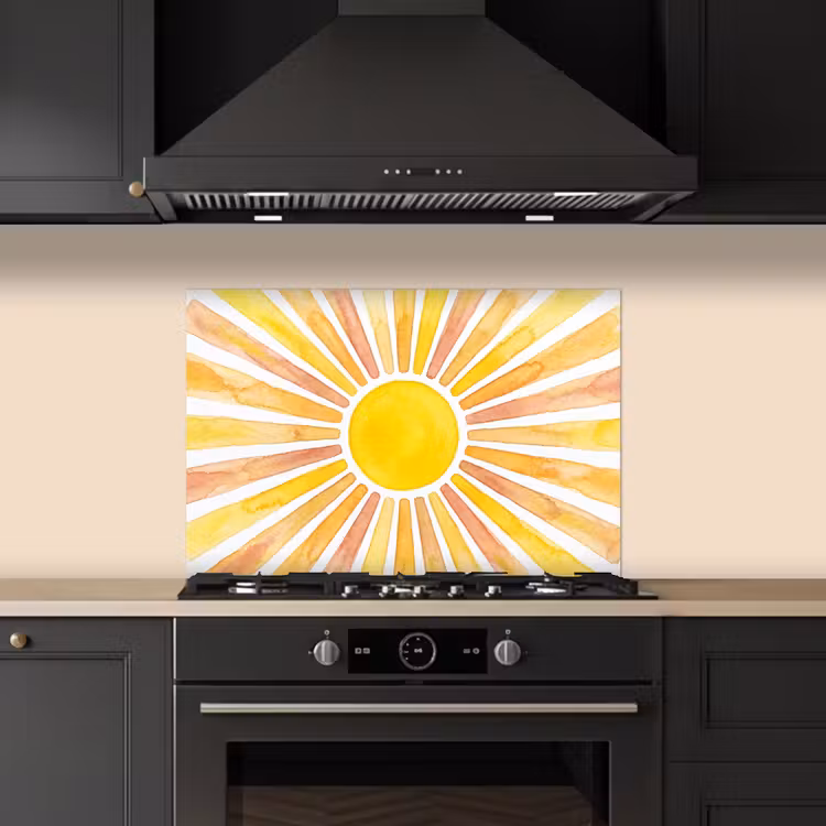 Salpicaderos de cocina - Sol - Rayos - Acuarela - Amarillo - Abstracto — 5