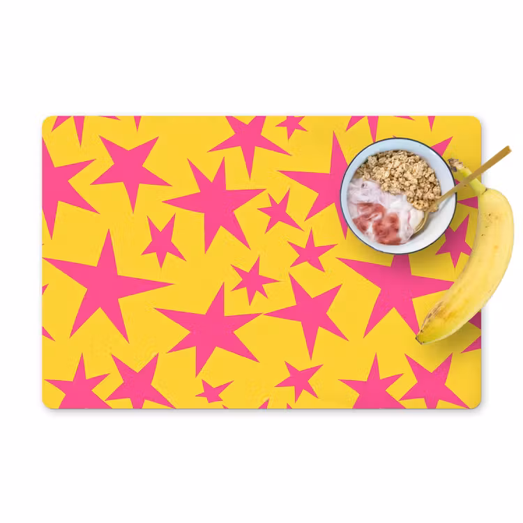 Salvamantel – 6 piezas - Estrellas - Patrón - Rosa - Amarillo — 1