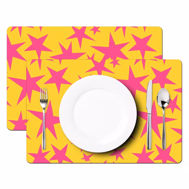 Salvamantel – 6 piezas - Estrellas - Patrón - Rosa - Amarillo — 2