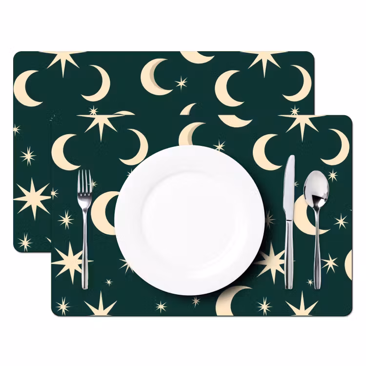 Salvamantel – 6 piezas - Lunas - Estrellas - Verde — 2