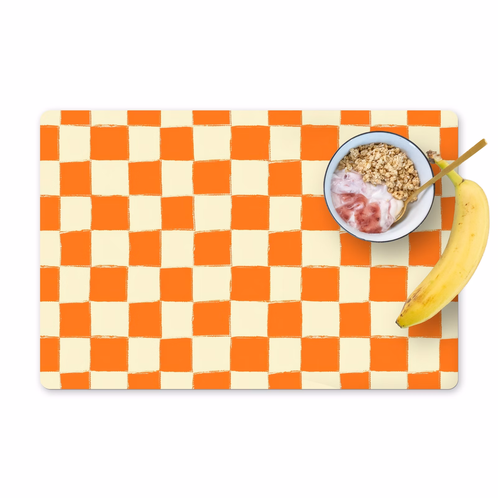 Salvamantel – 6 piezas - Ajedrez - Patrón - Naranja — 1