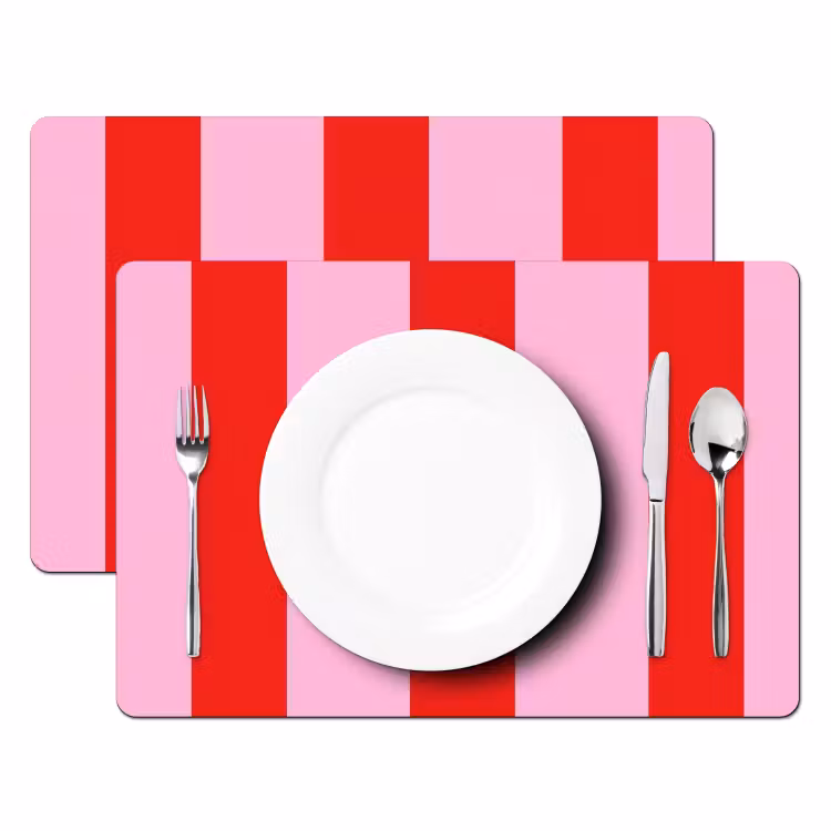 Salvamantel – 6 piezas - Rayas - Clásico - Rosa — 2